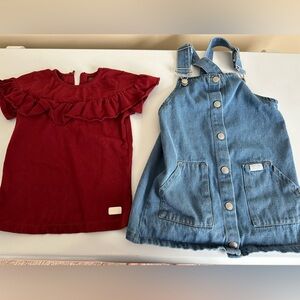 7 for all mankind toddler girls overall dress and tshirt set